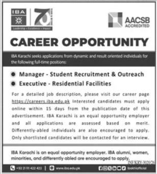 IBA Karachi Jobs 2026 Manager Student Recruitment