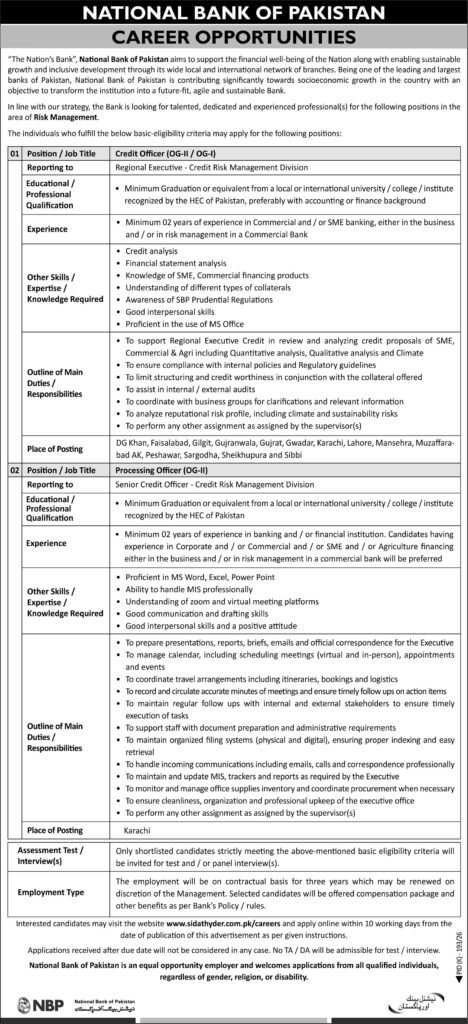 National Bank of Pakistan NBP Jobs 2026