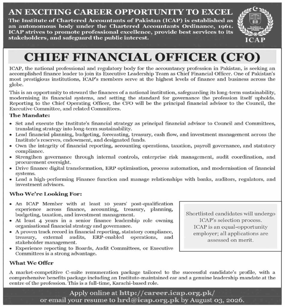ICAP Chief Financial Officer CFO Jobs 2026