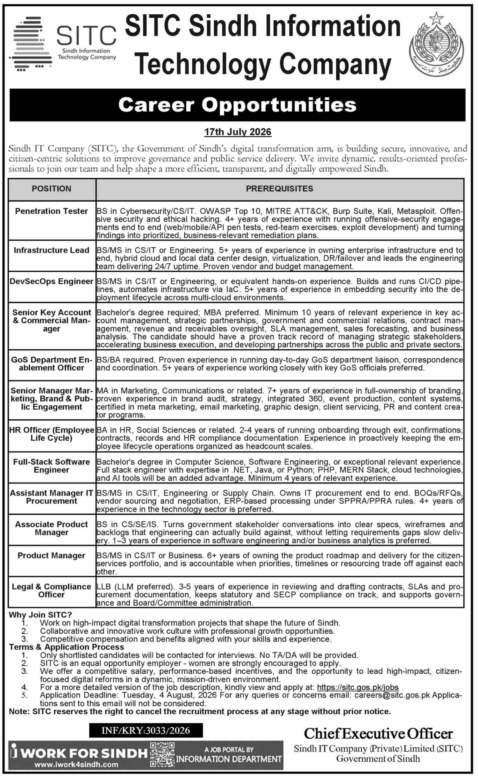 SITC Sindh Information Technology Company Jobs 2026