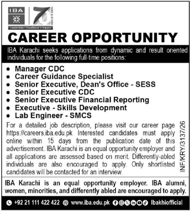 IBA Career Opportunities 2026 Apply now