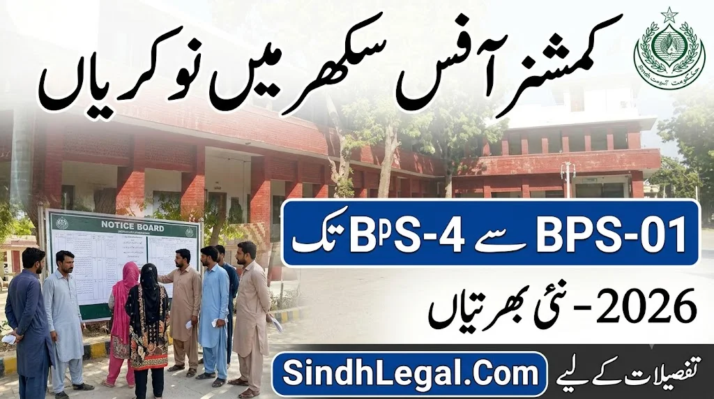 Commissioner Office Sukkur BPS-01 to BPS-4 Jobs 2026