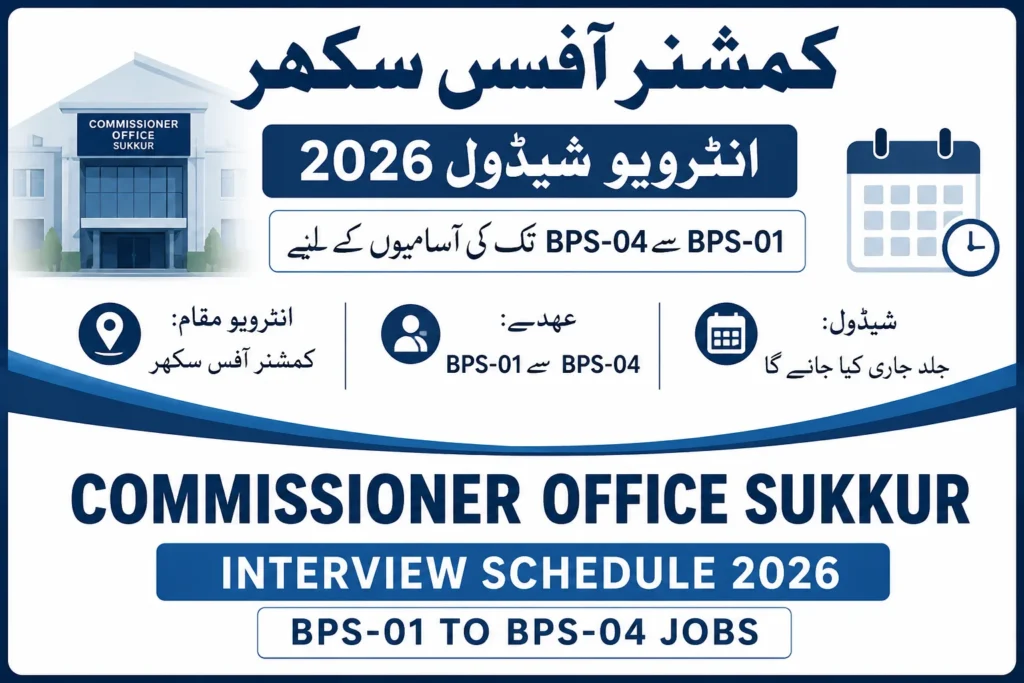 Commissioner Office Sukkur Interview Schedule 2026