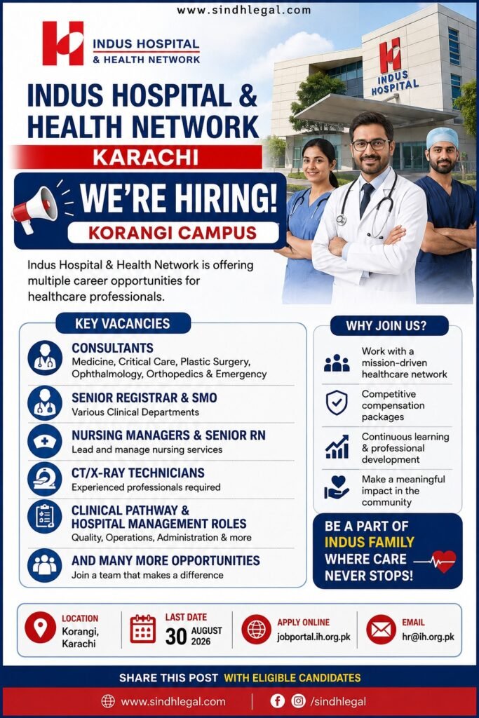 Indus Hospital Jobs Karachi 2026