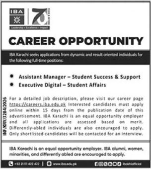 IBA Jobs 2026 Assistant Manager & Executive 