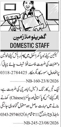 Latest House Domestic Staff Jobs 2026