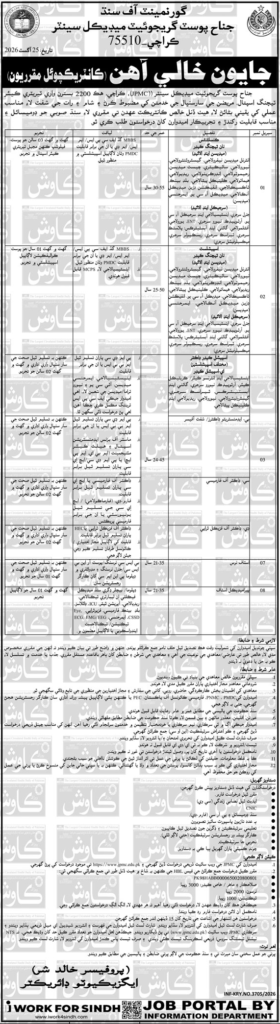 Jinnah Postgraduate Medical Centre JPMC Medical Jobs 2026