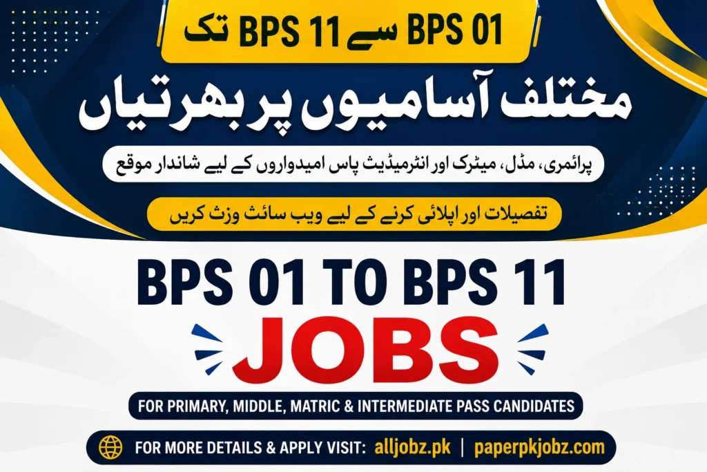 BPS 01 to BPS 11 Jobs Vacancies