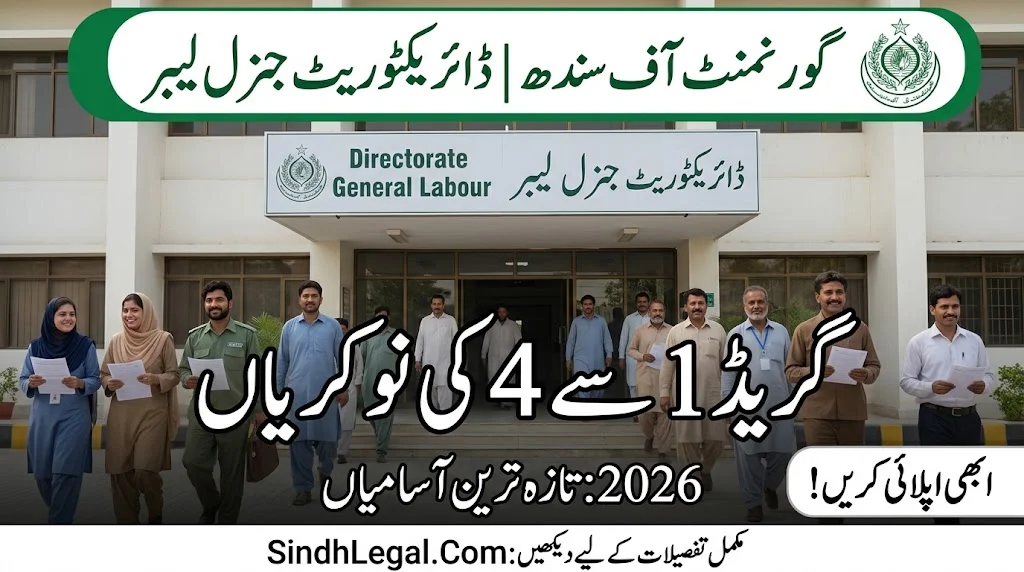 Government of Sindh Directorate General Labour 1 To 4 Grade Jobs 2026
