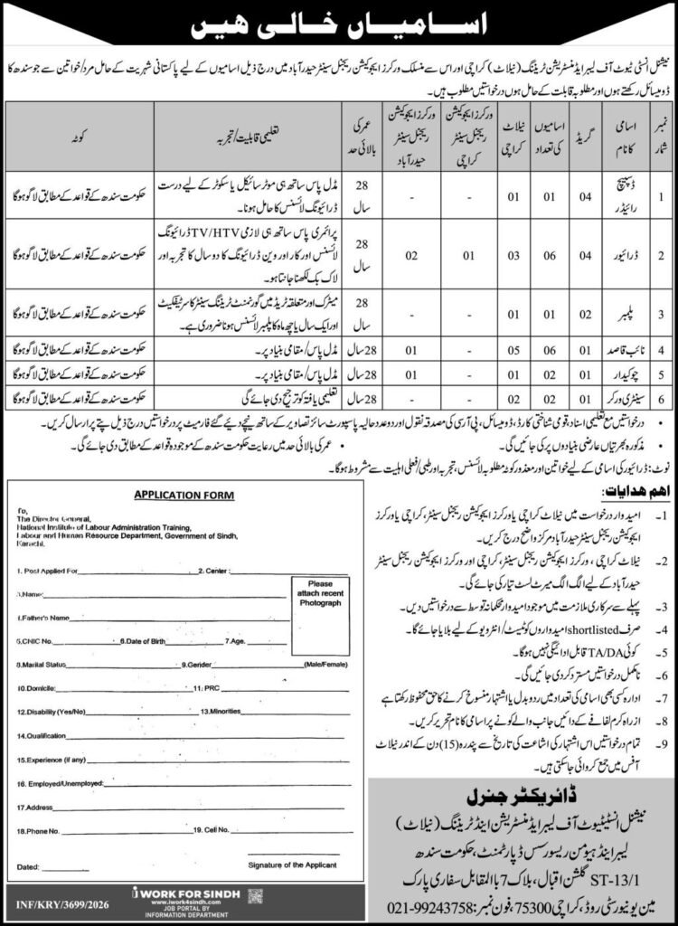 National Institute Labour Administration Training NILAT Jobs 2026