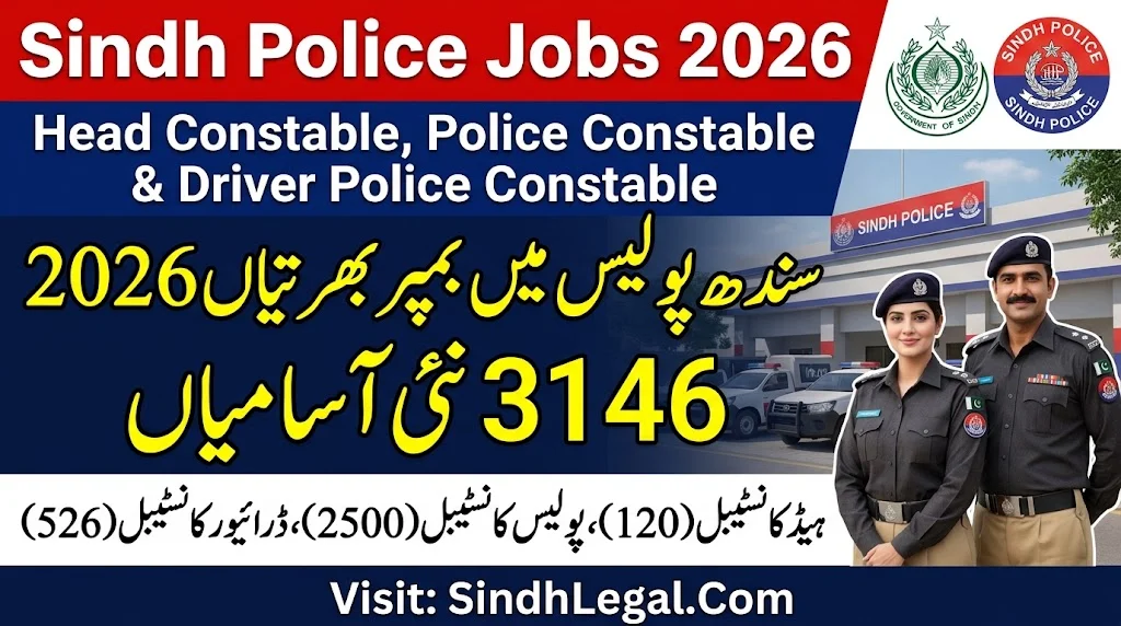 Sindh Police Jobs 2026 3146 Posts for Head Constable Police Constable and Driver Police Constable