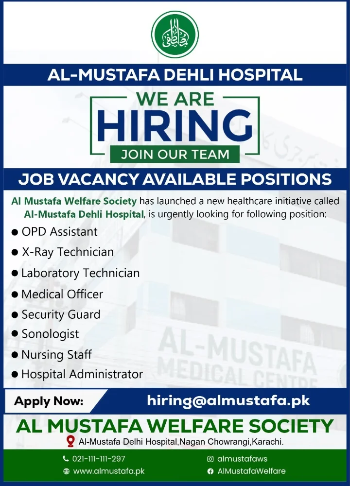 Al Mustafa Delhi Hospital Medical Jobs 2026 