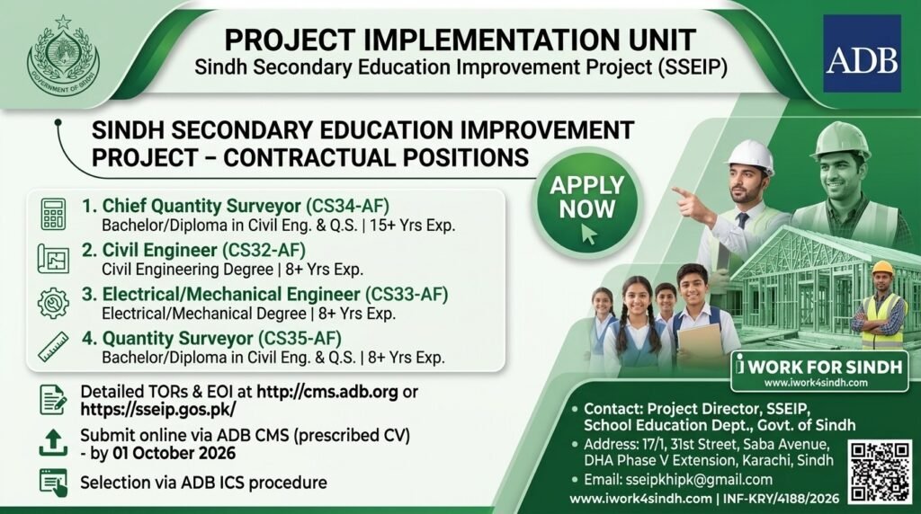 Sindh Secondary Education Improvement Project Jobs Apply Now