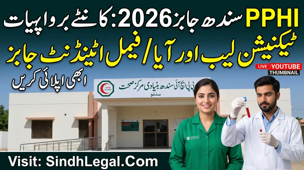 PPHI Sindh Jobs 2026 Technician Lab & Aya/Female Attendant Jobs