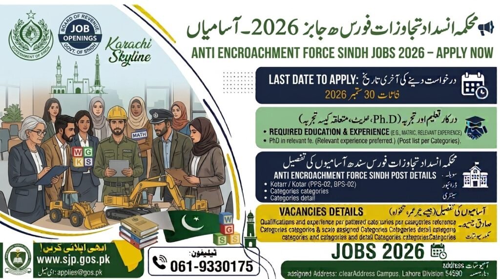 Anti Encroachment Force Sindh Jobs 2026 Apply Now