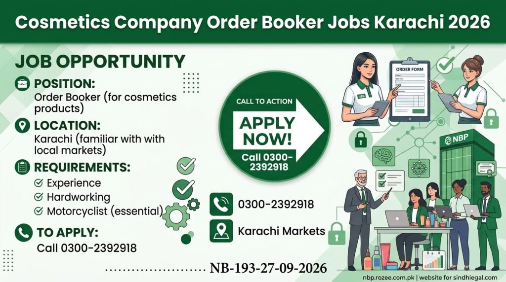 Cosmetics Company Order Booker Jobs Karachi 2026 Apply Now