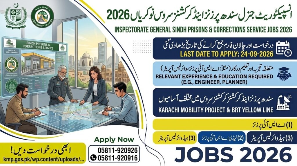 Inspectorate General Sindh Prisons & Corrections Service Jobs 2026