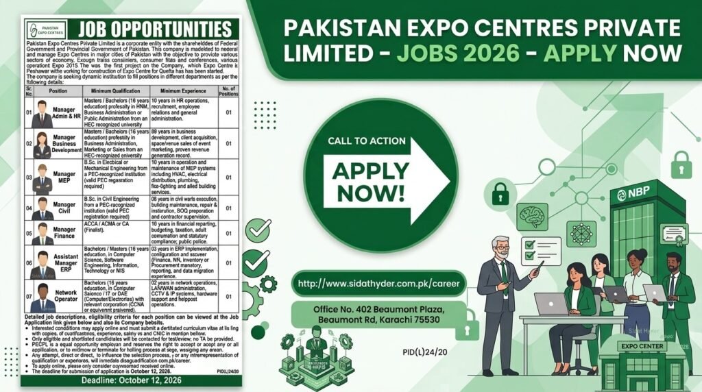Pakistan Expo Centres Jobs 2026 Apply Now