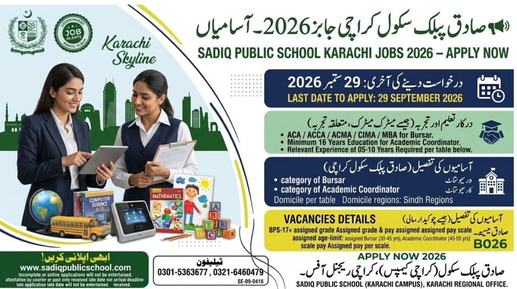 Sadiq Public School Karachi Jobs 2026 Apply Now