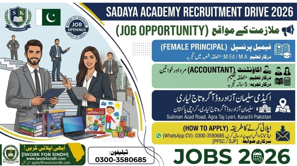 Sadaya Academy Karachi Jobs 2026 Apply Now