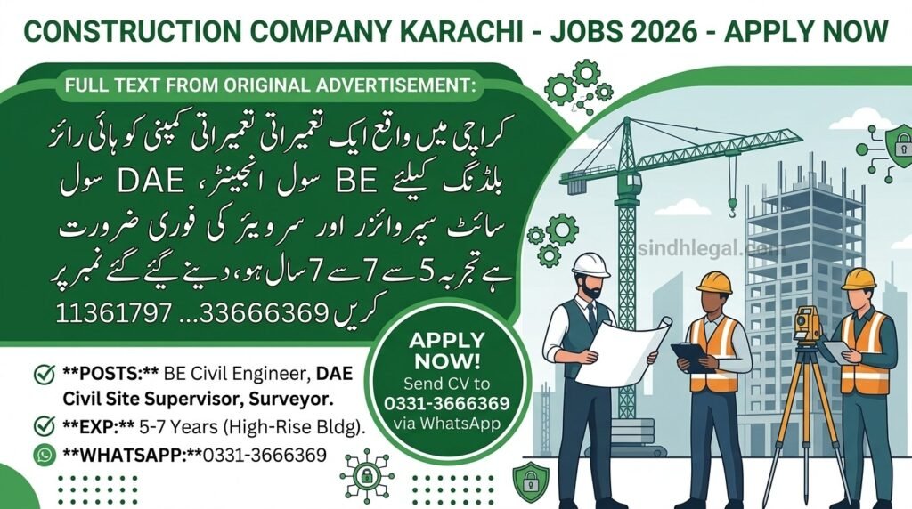 Construction Company Karachi Jobs 2026 Apply Now