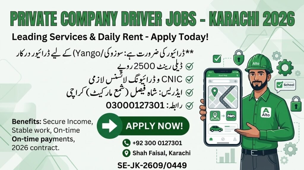 Private Company Driver Jobs Karachi 2026 Apply Now