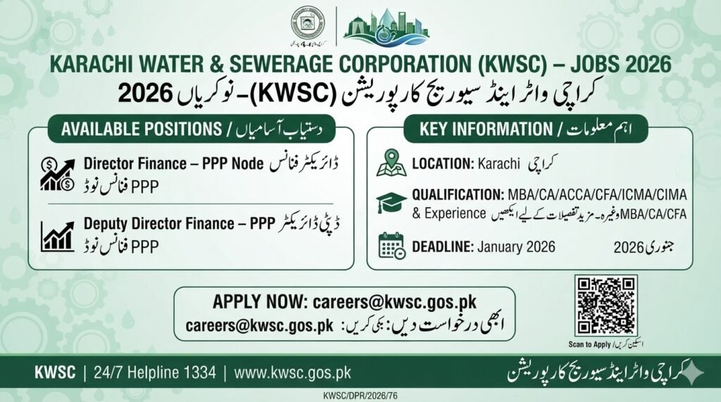 Karachi Water & Sewerage Corporation KWSC Jobs 2026 Apply Now
