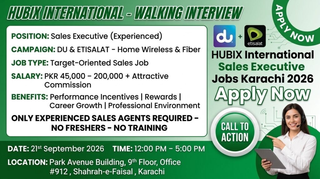 HUBIX International Sales Executive Jobs Karachi 2026 Apply Now