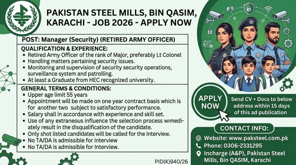 Pakistan Steel Karachi Jobs 2026 Apply Now