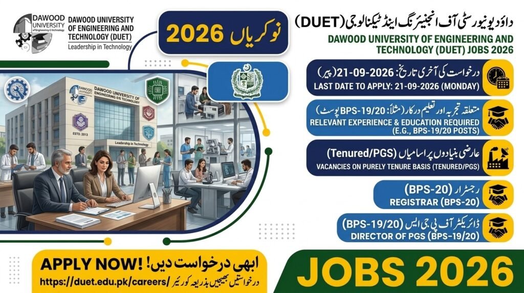 Dawood University of Engineering & Technology Jobs Karachi 2026