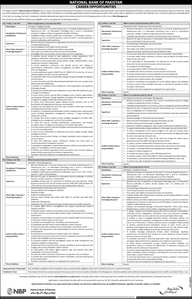 NBP Bank Jobs 2026 – National Bank of Pakistan Careers