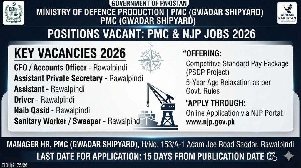 Ministry of Defence Production Rawalpindi Jobs 2026 – PMC Vacancies