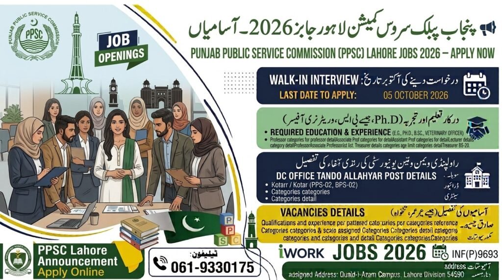 PPSC Lahore Jobs Apply Now
