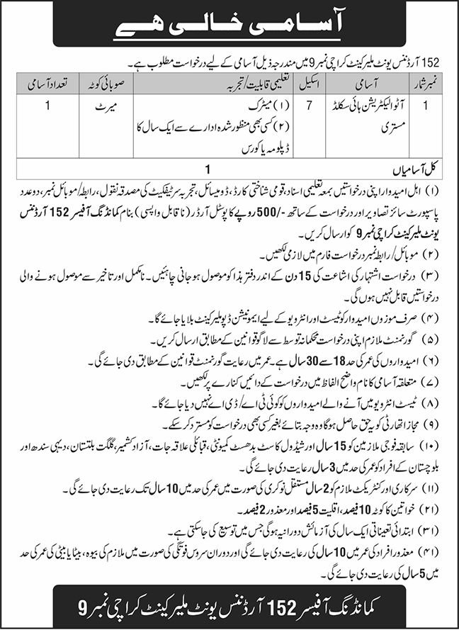 Latest Pakistan Army Matric Pass Jobs in Sindh 2026