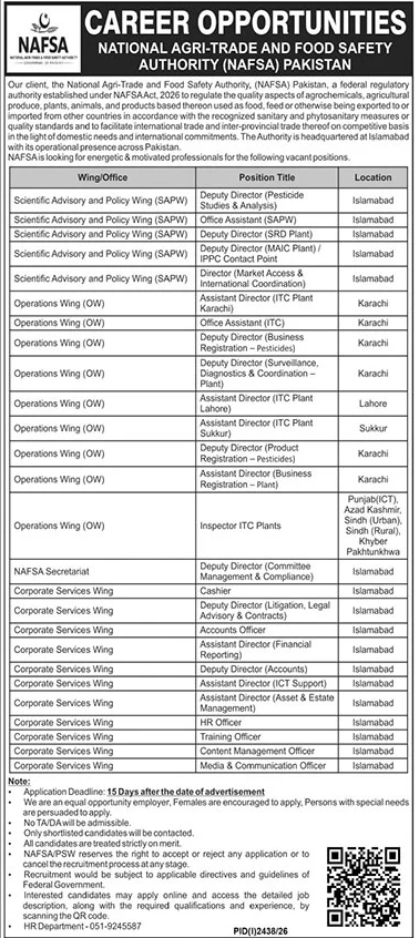 National Agri Trade And Food Safety Authority NAFSA Jobs 2026