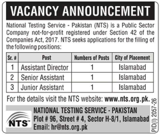 National Testing Service NTS Jobs 2026 Apply Today