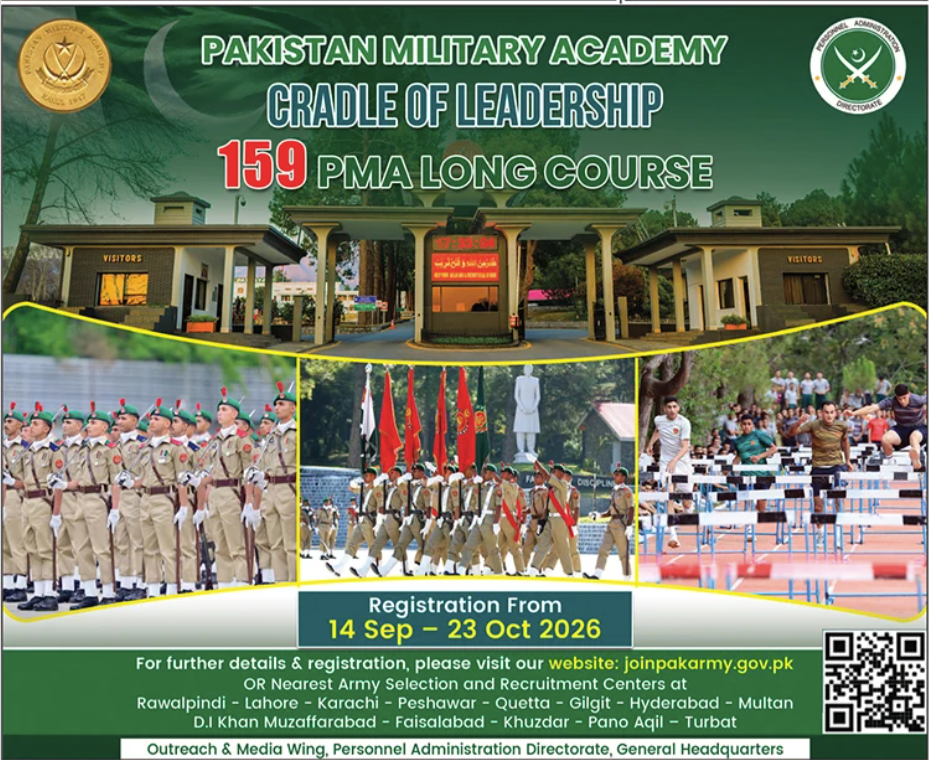 Pakistan Military Academy 159 PMA Long Course Jobs 2026