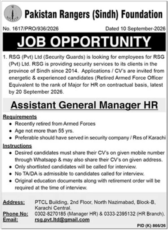 Pakistan Rangers Sindh Job Opportunities 2026 Apply Now
