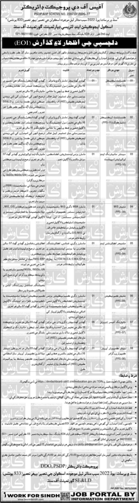 School Education Literacy Department Jobs in Sindh 2026