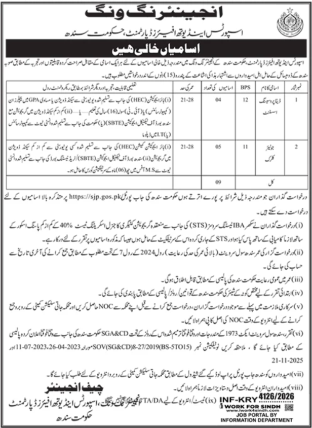 Sports and Youth Affairs Department Karachi Jobs 2026 Apply Now