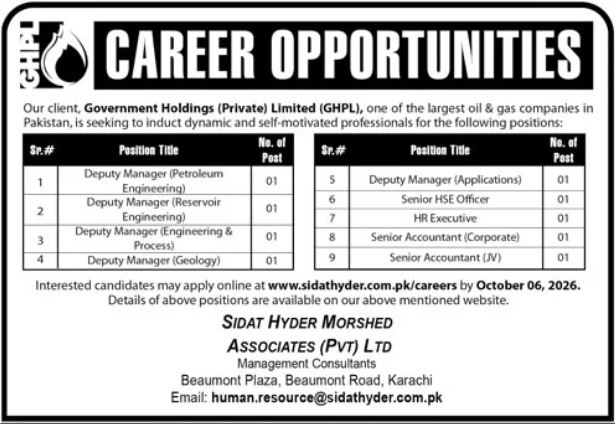 Government Holdings Private Limited GHPL Karachi Jobs 2026 Apply Now