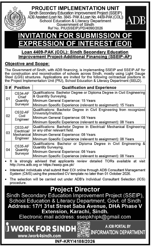 Sindh Secondary Education Improvement Project Jobs Apply Now