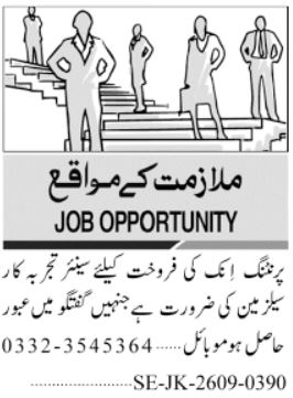 Printing Ink Salesman Jobs Karachi 2026 Apply Now