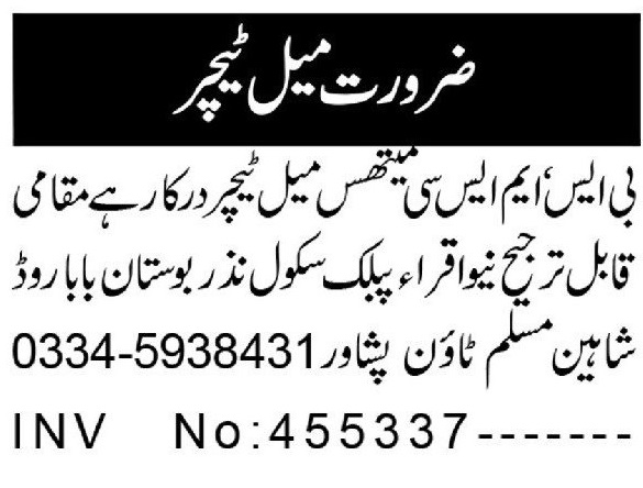 New Iqra Public School Peshawar Jobs 2026 – Teaching Vacancies